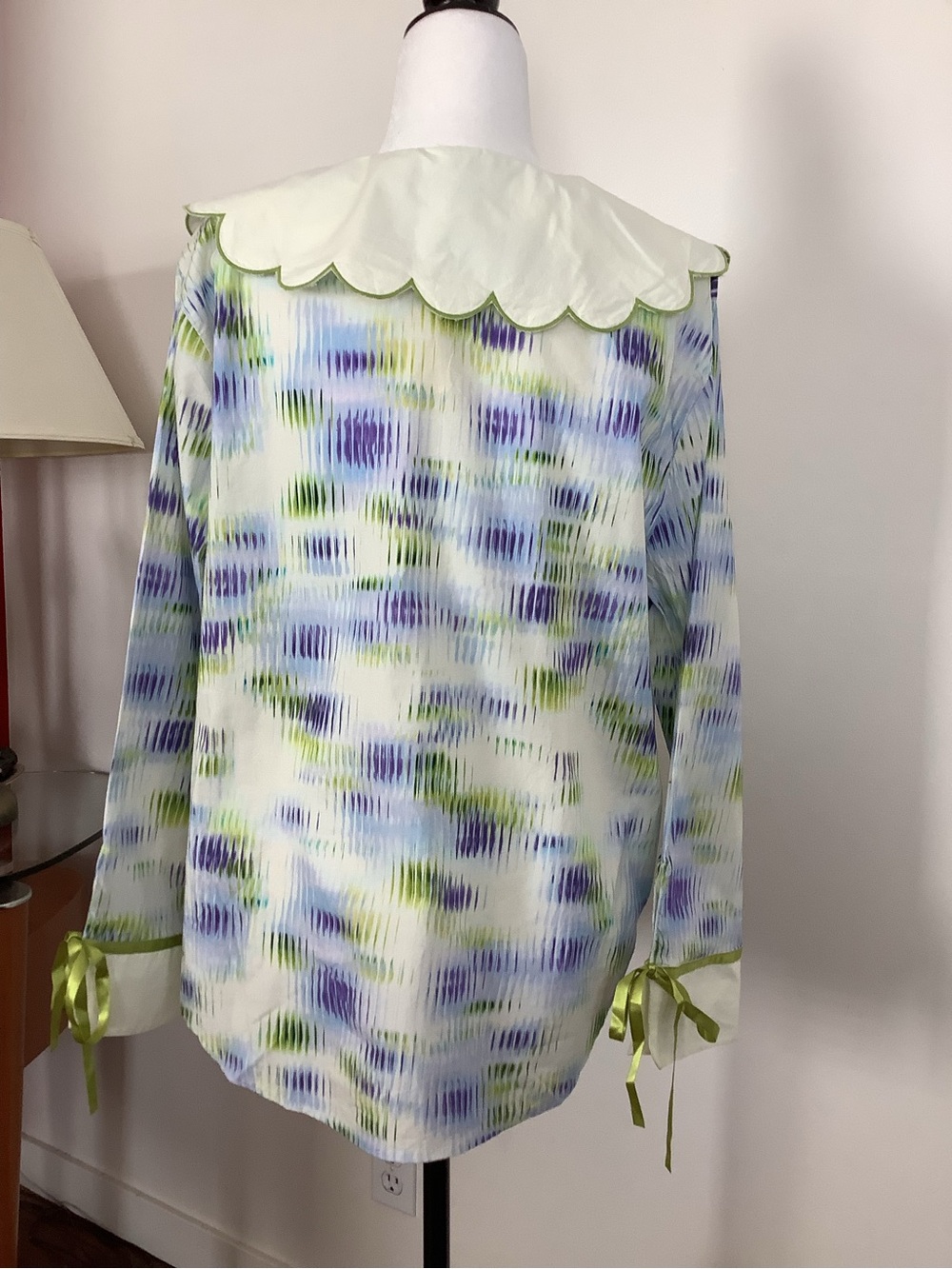 Anthropologie LyreBird Scalloped Collar Buttondown Shirt , Women’s Sz. L, NEW - Picture 4 of 14